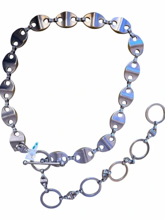 Vintage Silver Oval Chain Link Floral Concho Belt Size M/L - Picture 8 of 8